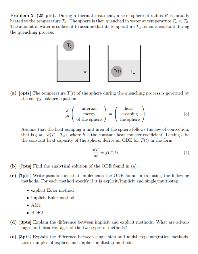 Problem 2 ( 2 5 pts ) . During a thermal