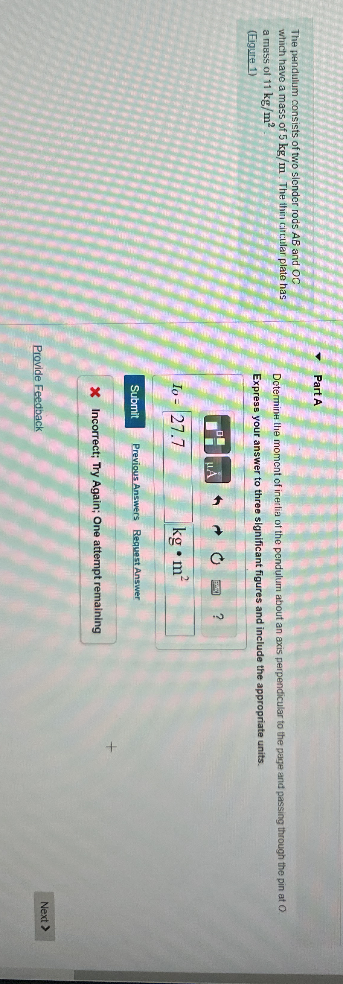 The pendulum consists of two slender rods A B and