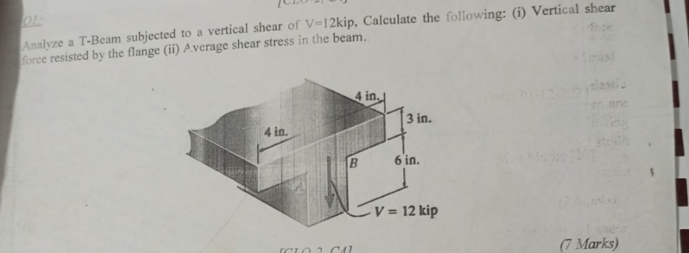 Analyze a T - Beam subjected to a vertical shear