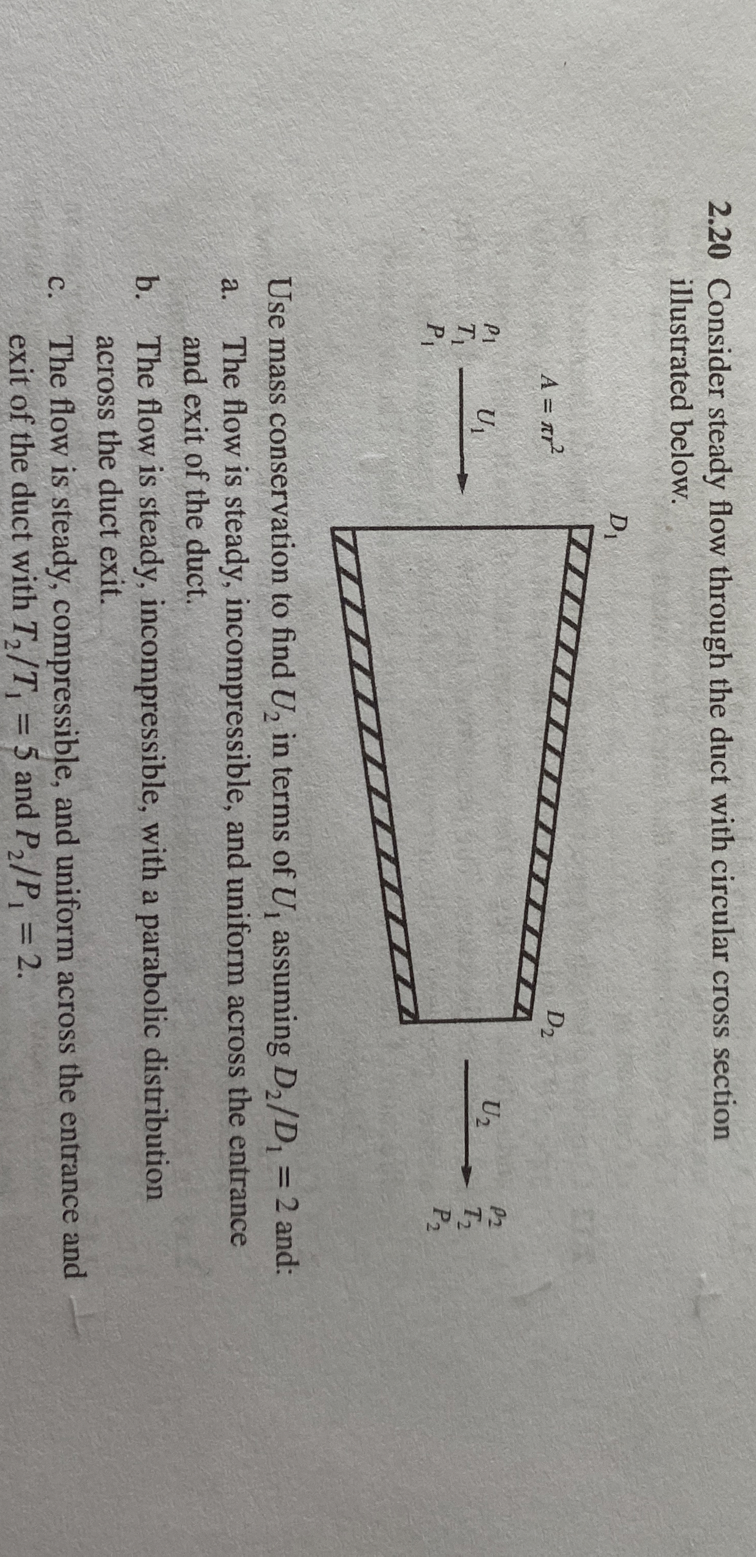 2 . 2 0 Consider steady flow through the duct