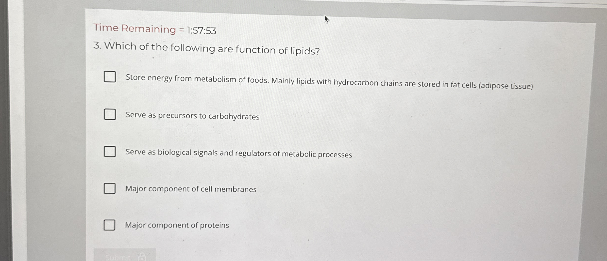 Time Remaining = 1 : 5 7 : 5 3 3 . Which of the