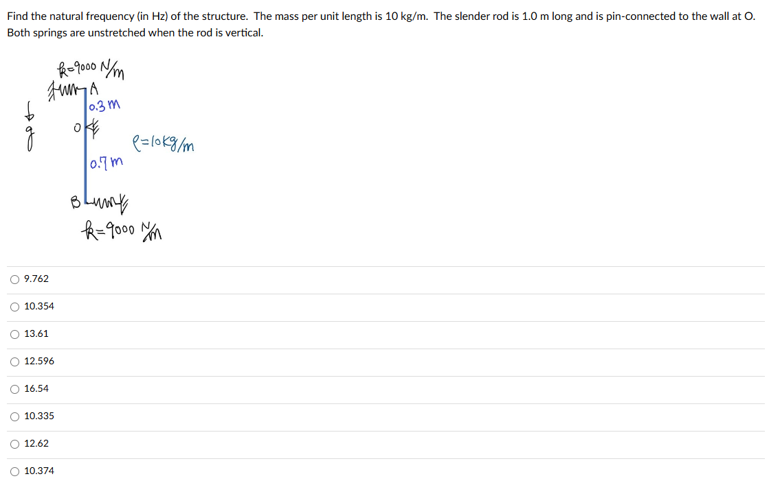 Find the natural frequency ( in Hz ) of the