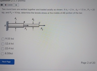 which is the correct option Two round bars are