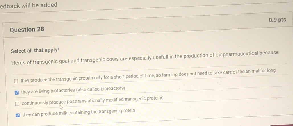 edback will be added Question 2 8 0 . 9 pts