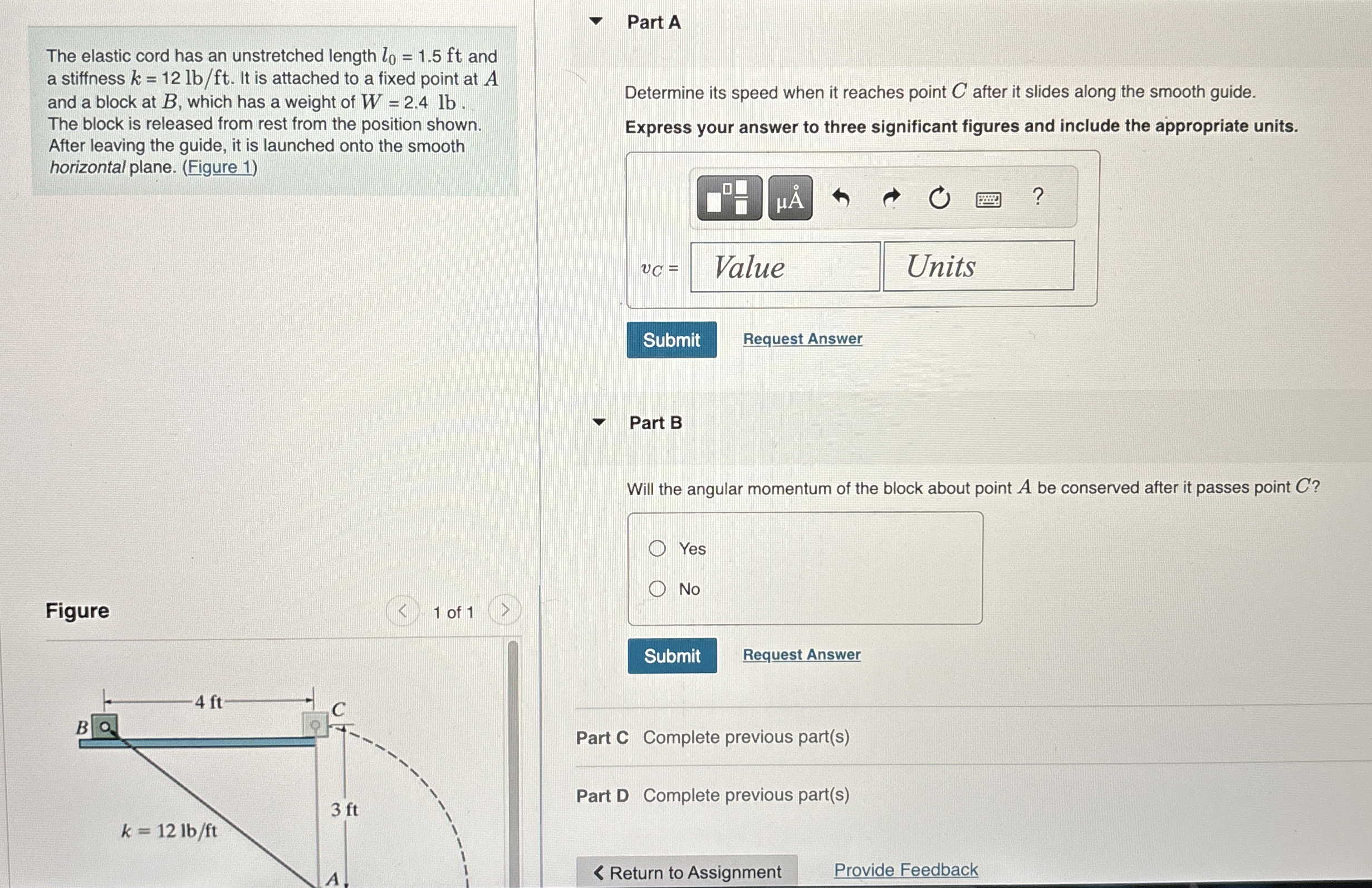 The elastic cord has an unstretched length l 0 =