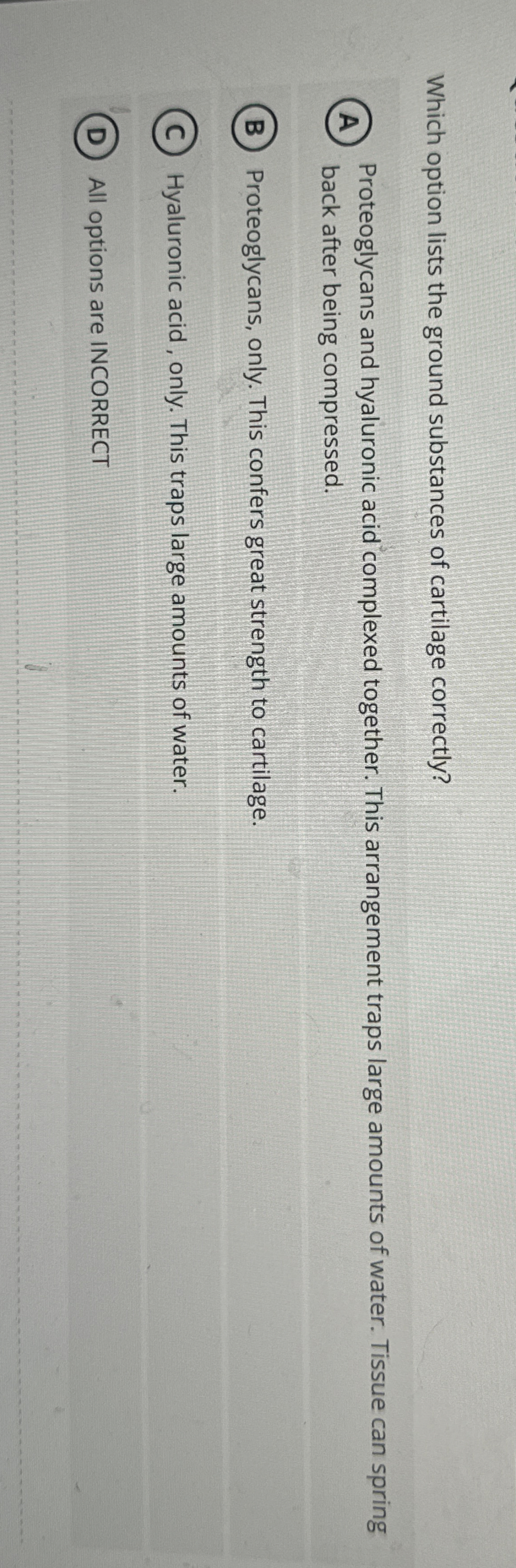 Which option lists the ground substances of