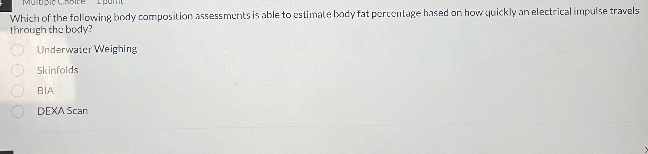 Which of the following body composition