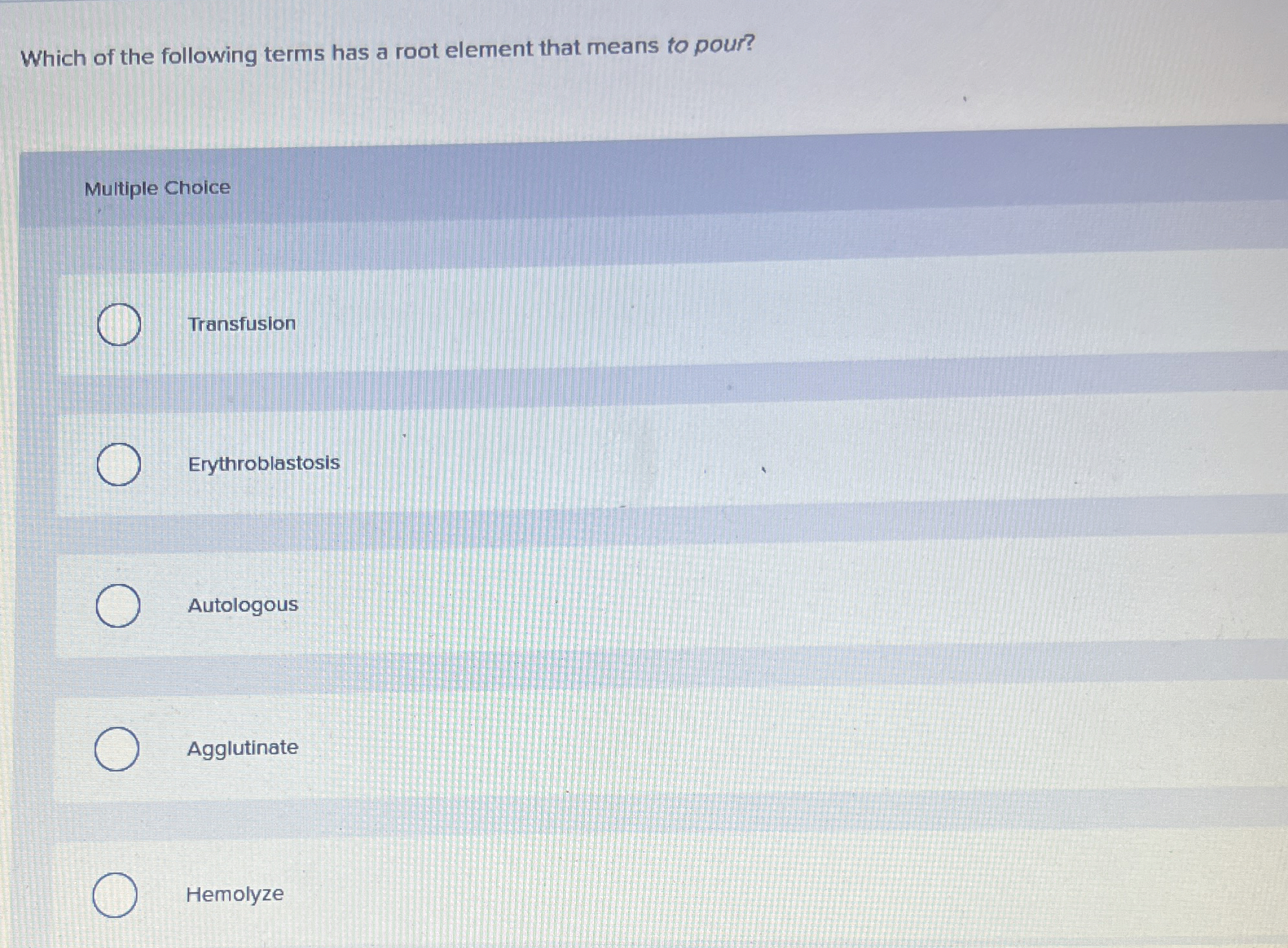 Which of the following terms has a root element