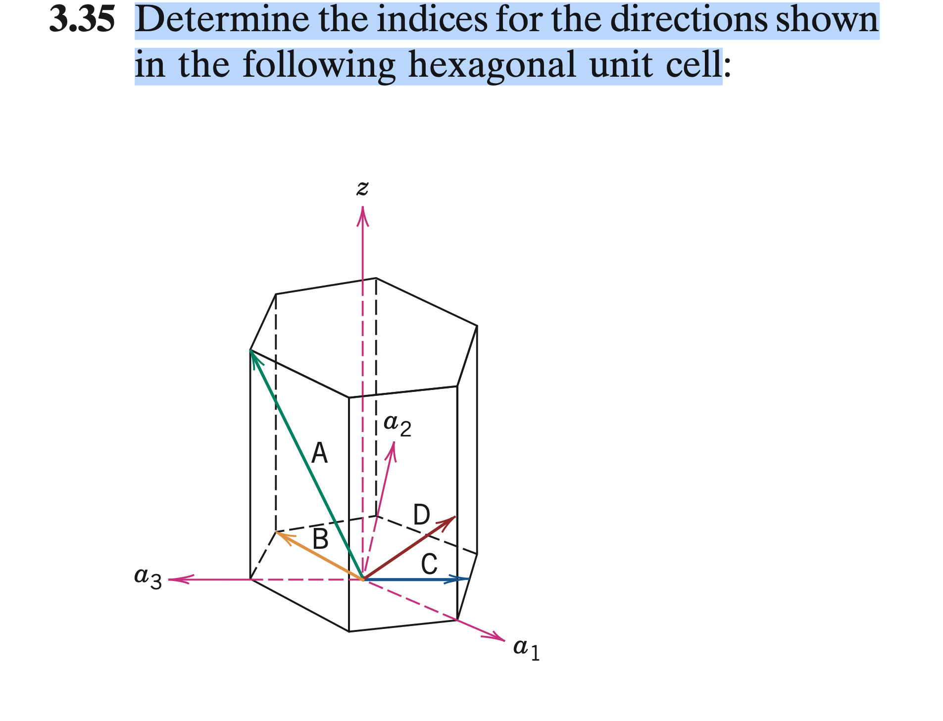 3 . 3 5 Determine the indices for the directions