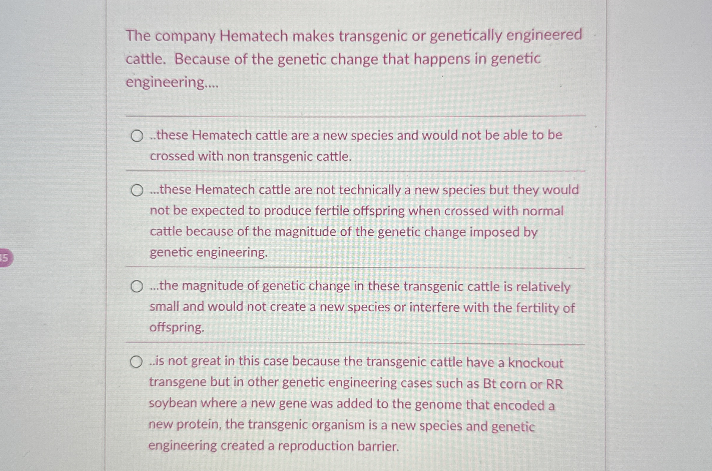The company Hematech makes transgenic or