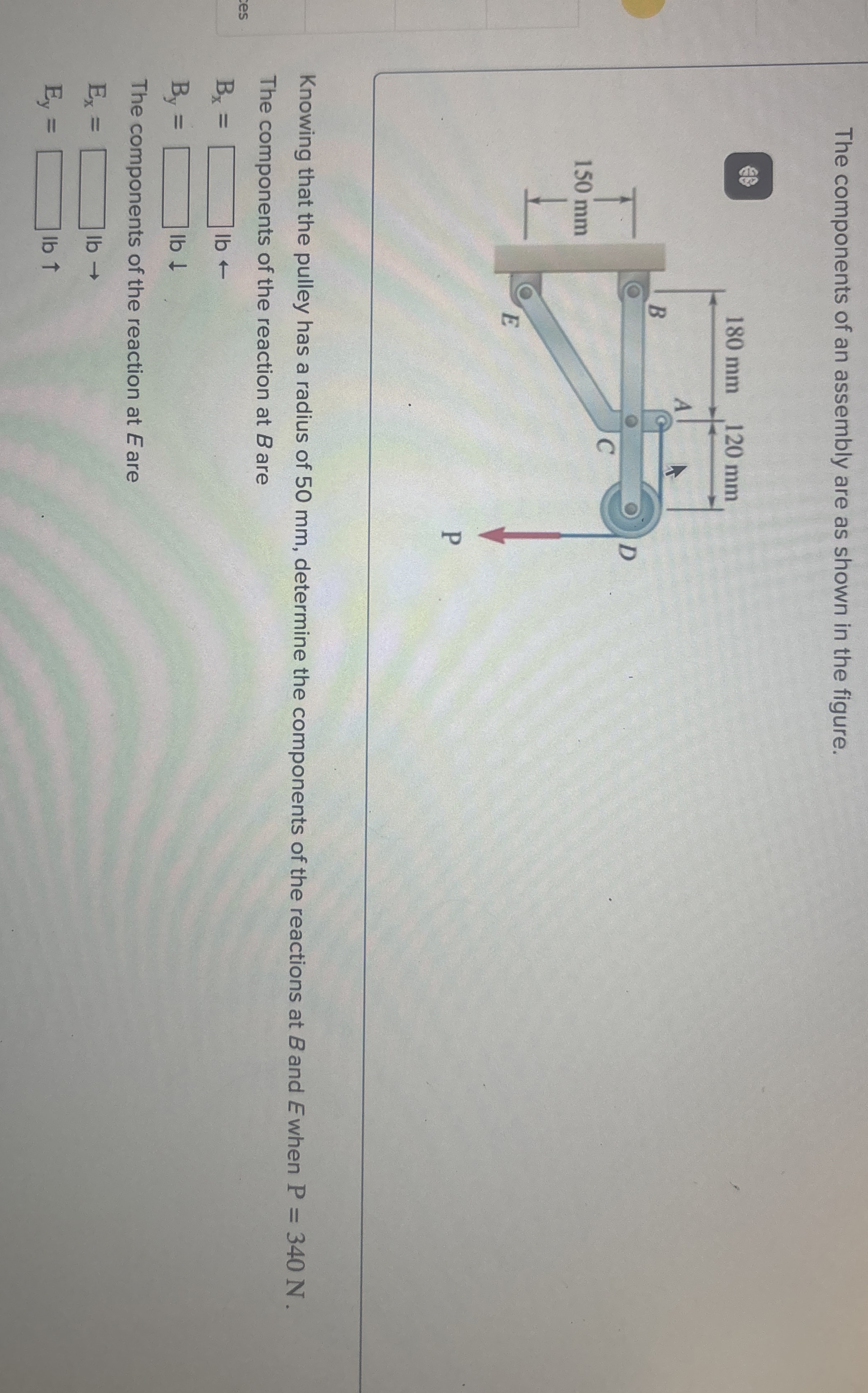 The components of an assembly are as shown in the