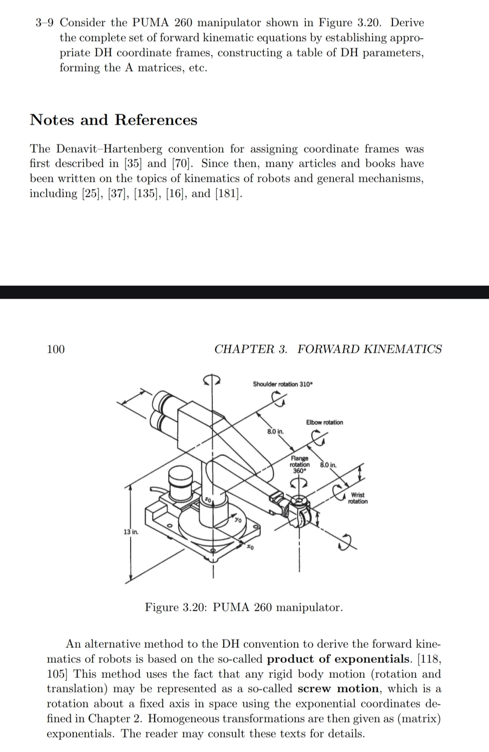 3 - 9 Consider the PUMA 2 6 0 manipulator shown