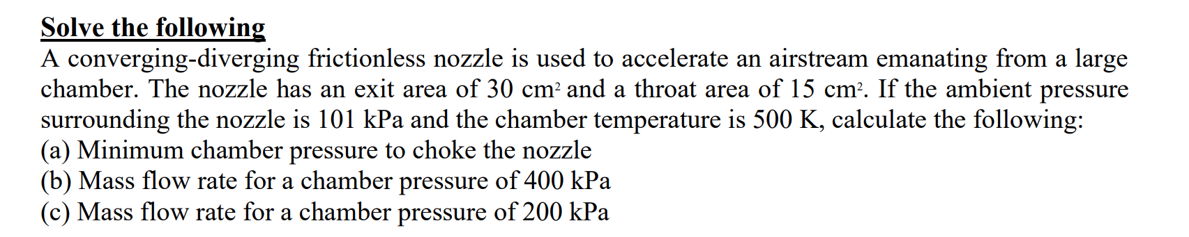 Solve the following A converging - diverging