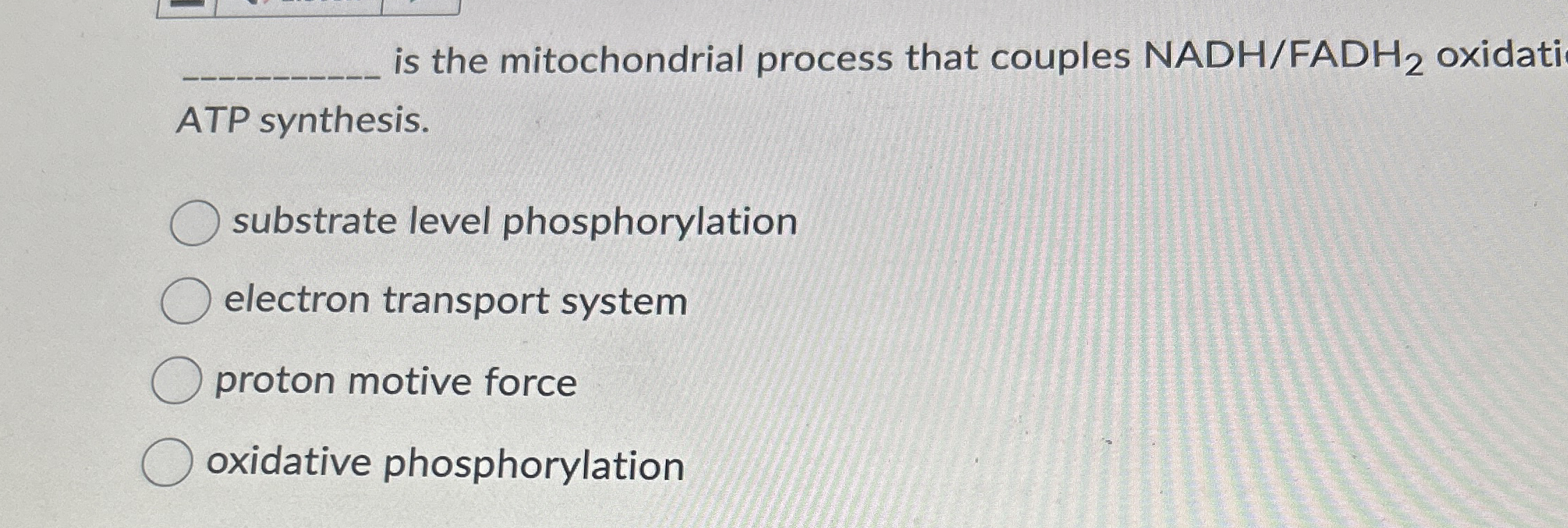 is the mitochondrial process that couples NADH /
