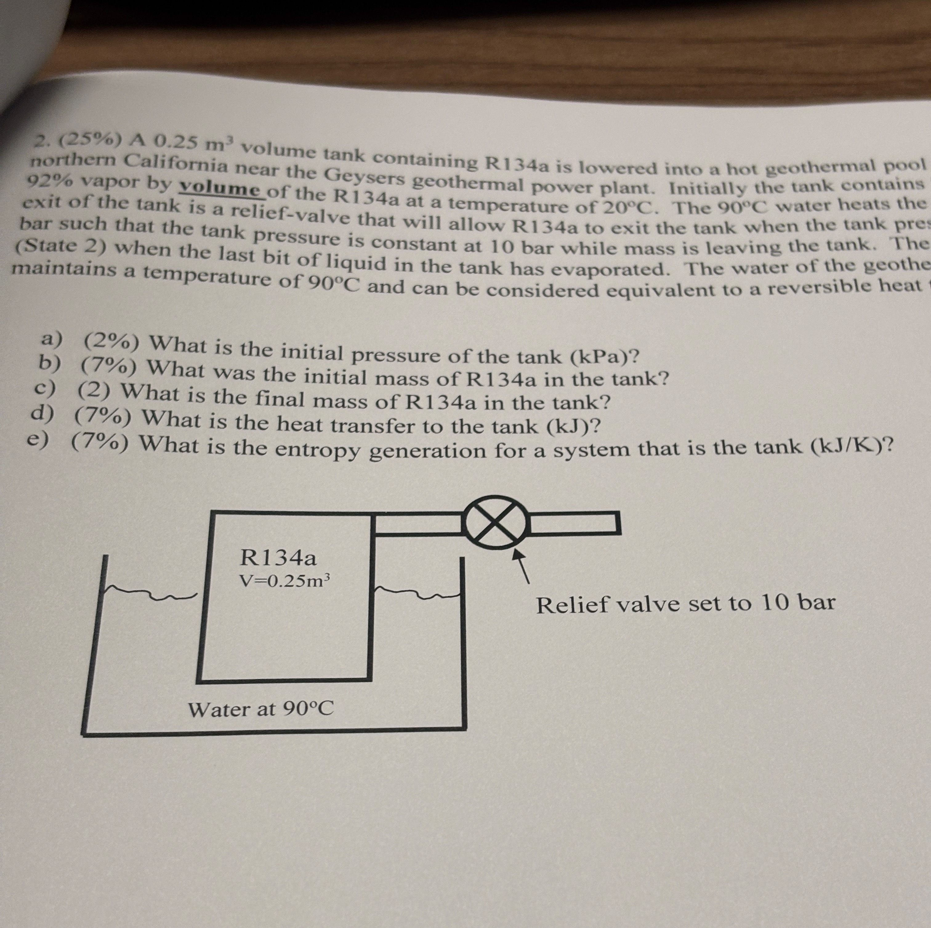 ( 2 5 % ) A 0 . 2 5 m 3 volume tank containing R