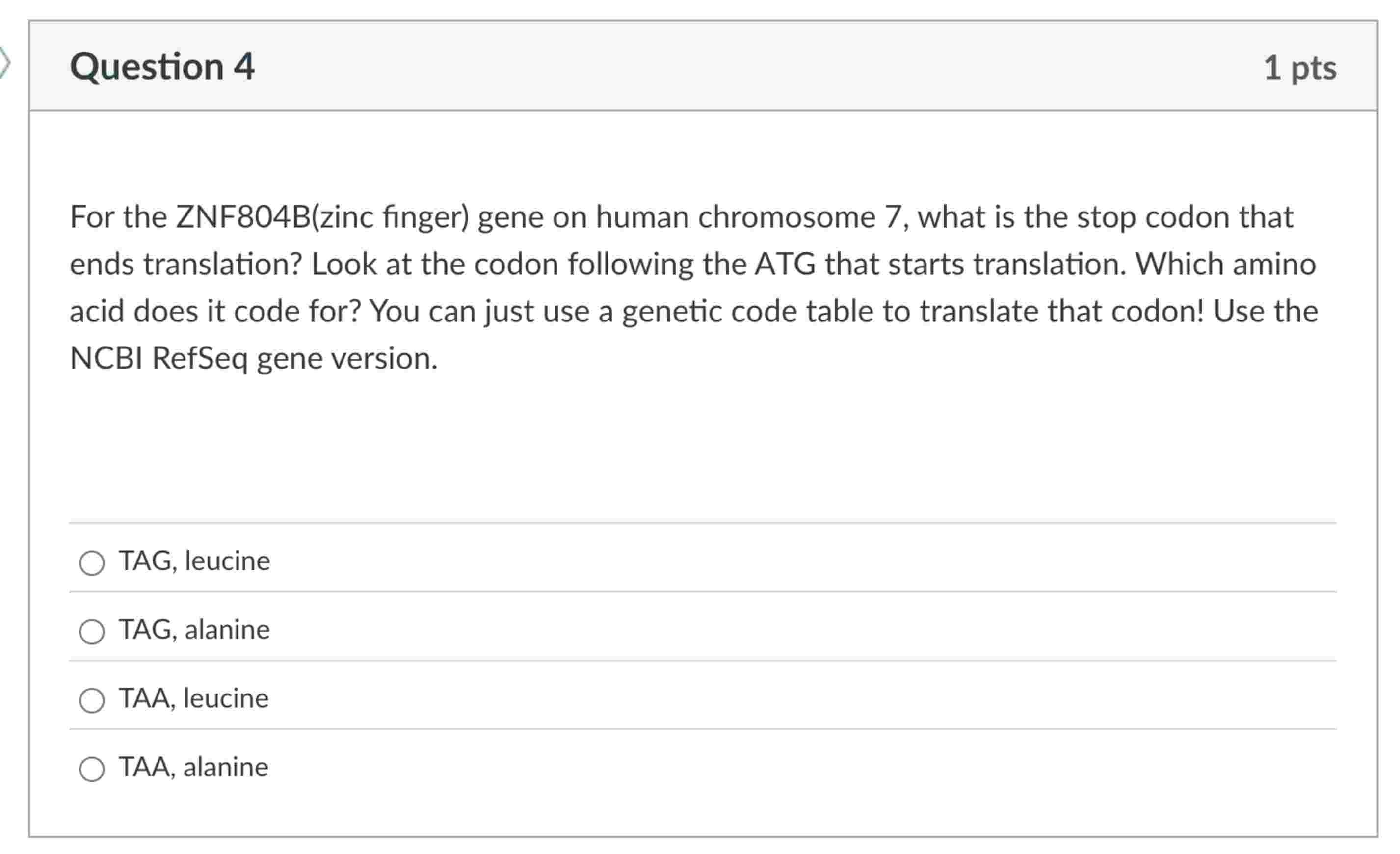 Question 4 For the ZNF 8 0 4 B ( zinc finger )