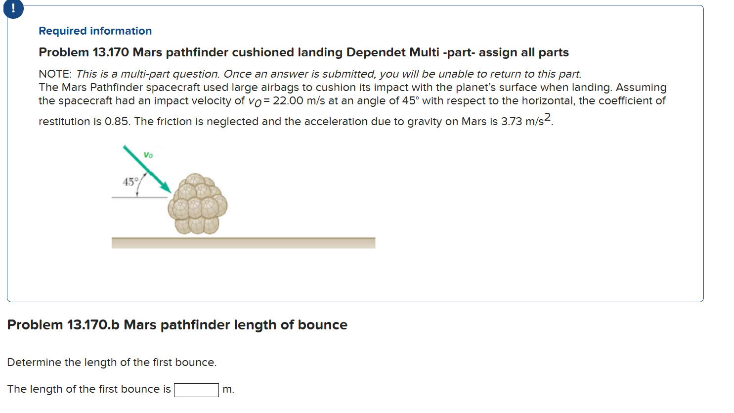 Required information Problem 1 3 . 1 7 0 Mars
