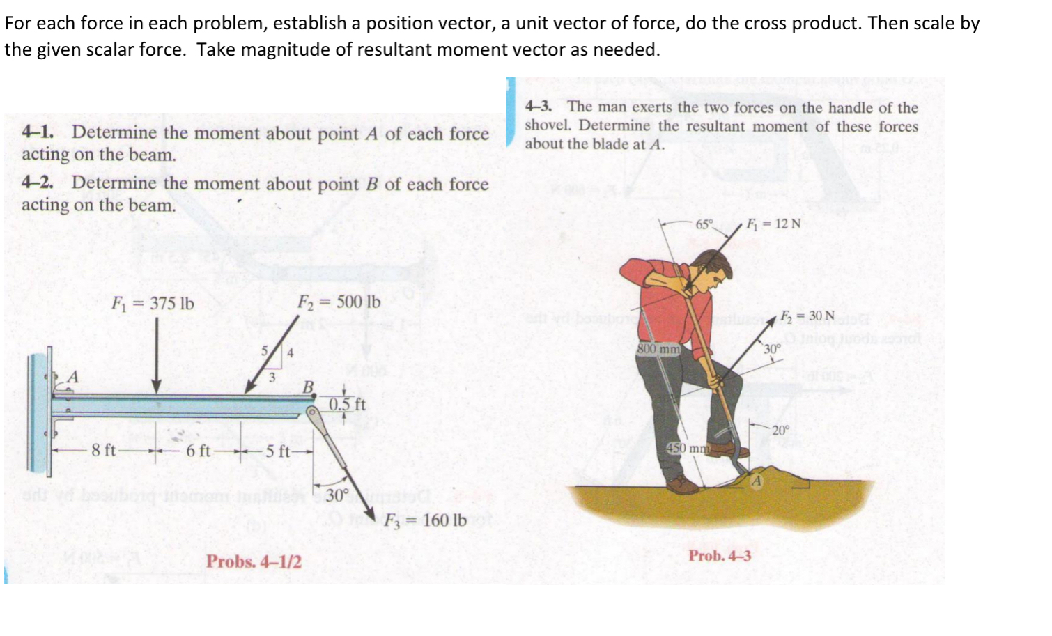 For each force in each problem, establish a