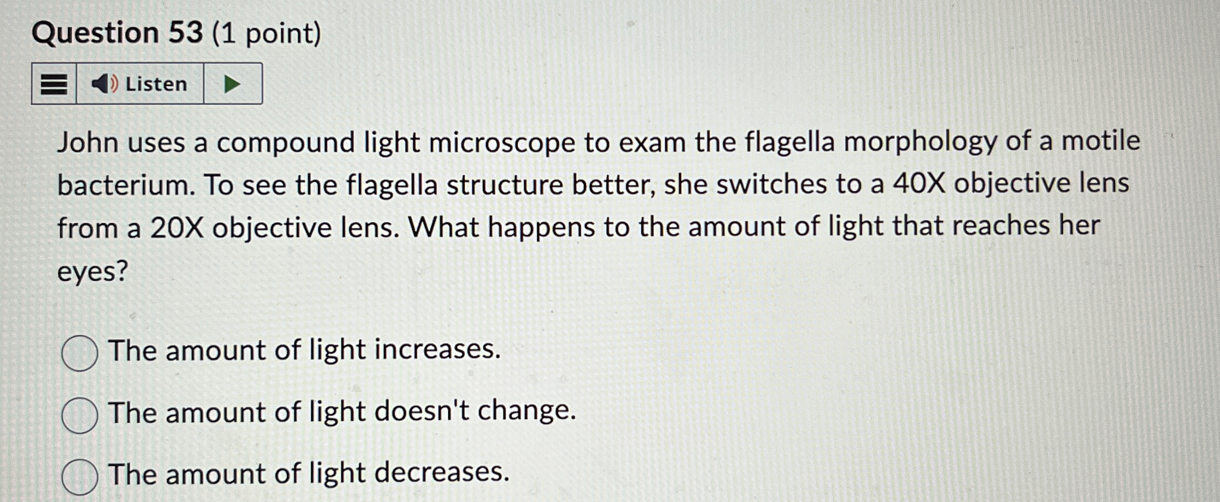 Question 5 3 ( 1 point ) John uses a compound
