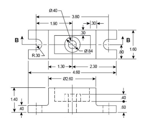 Draw the FRONT VIEW of the drawing below on a