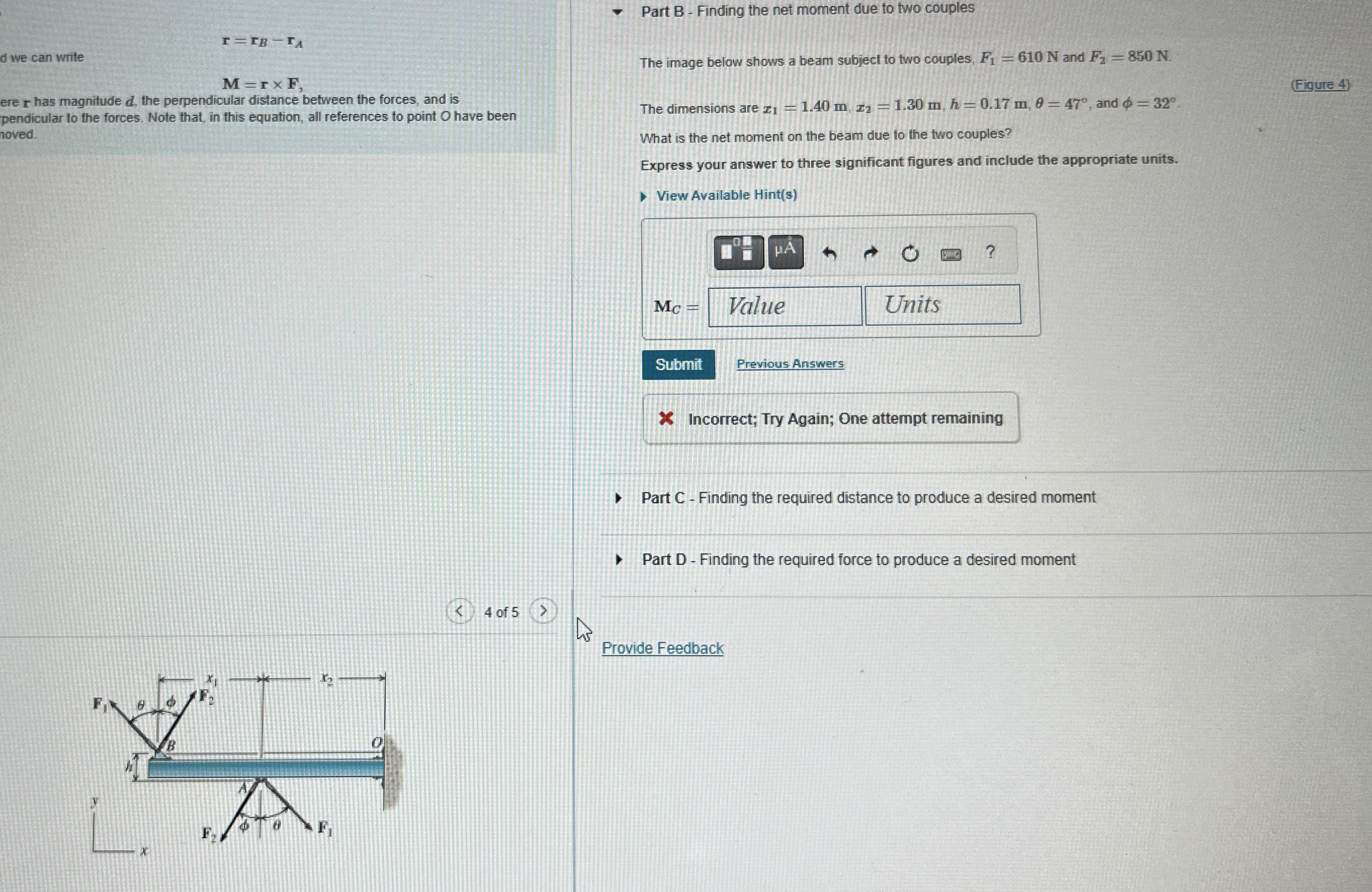 Part B - Finding the net moment due to two