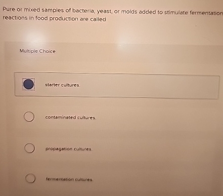 Pure or mixed samples of bacteria, yeast, or