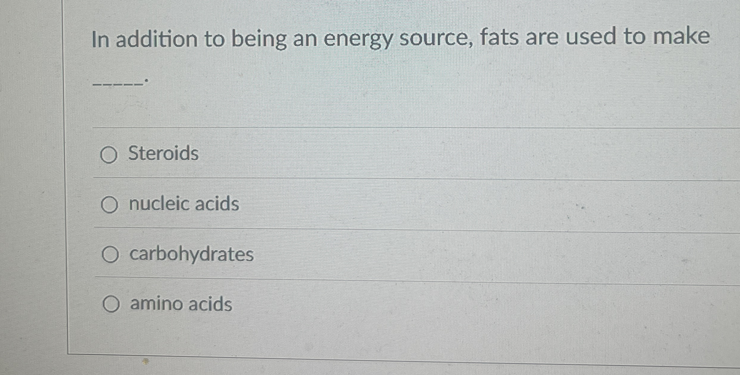 In addition to being an energy source, fats are