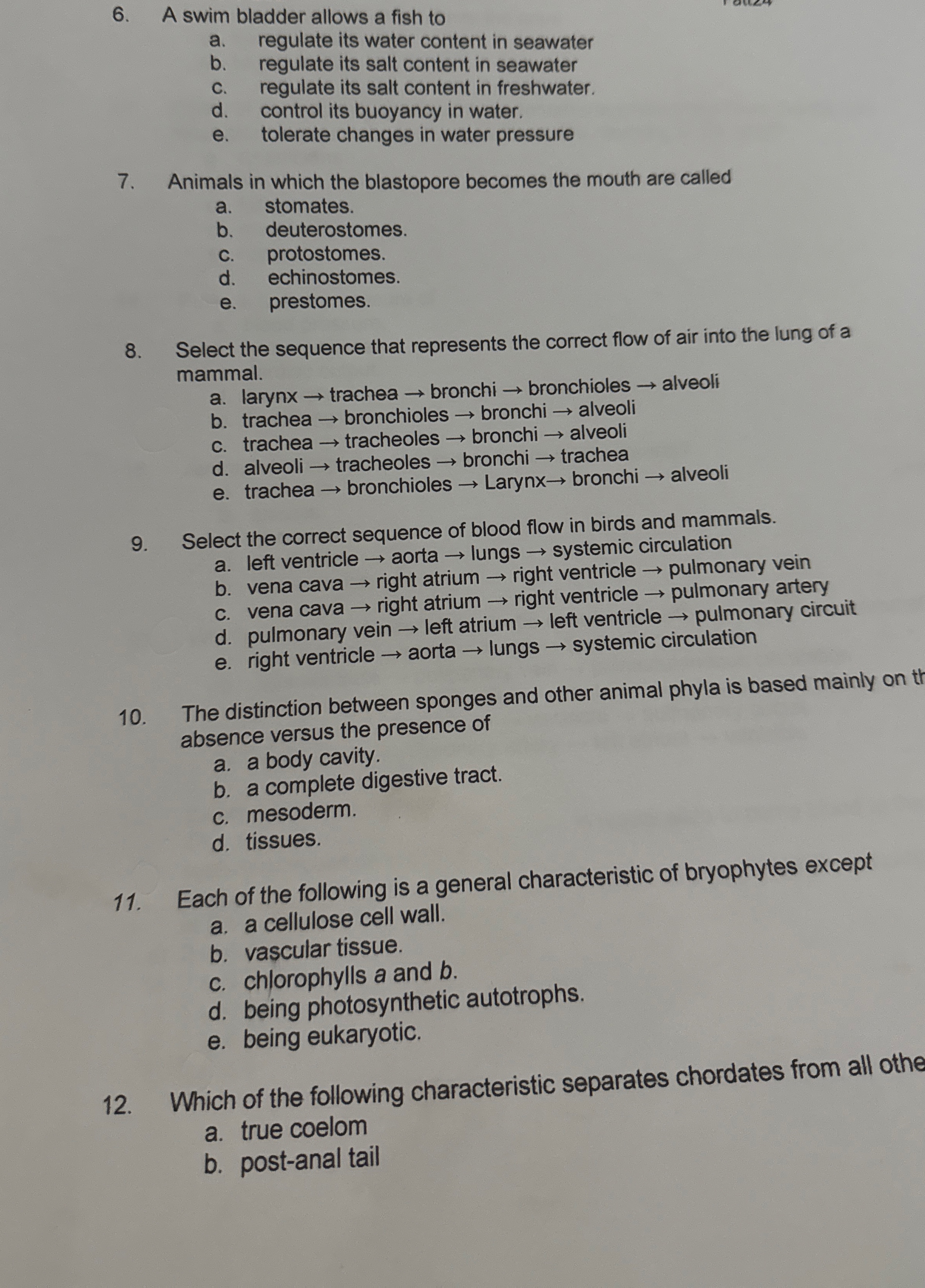 A swim bladder allows a fish to a . regulate its