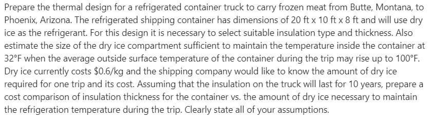 Prepare the thermal design for a refrigerated