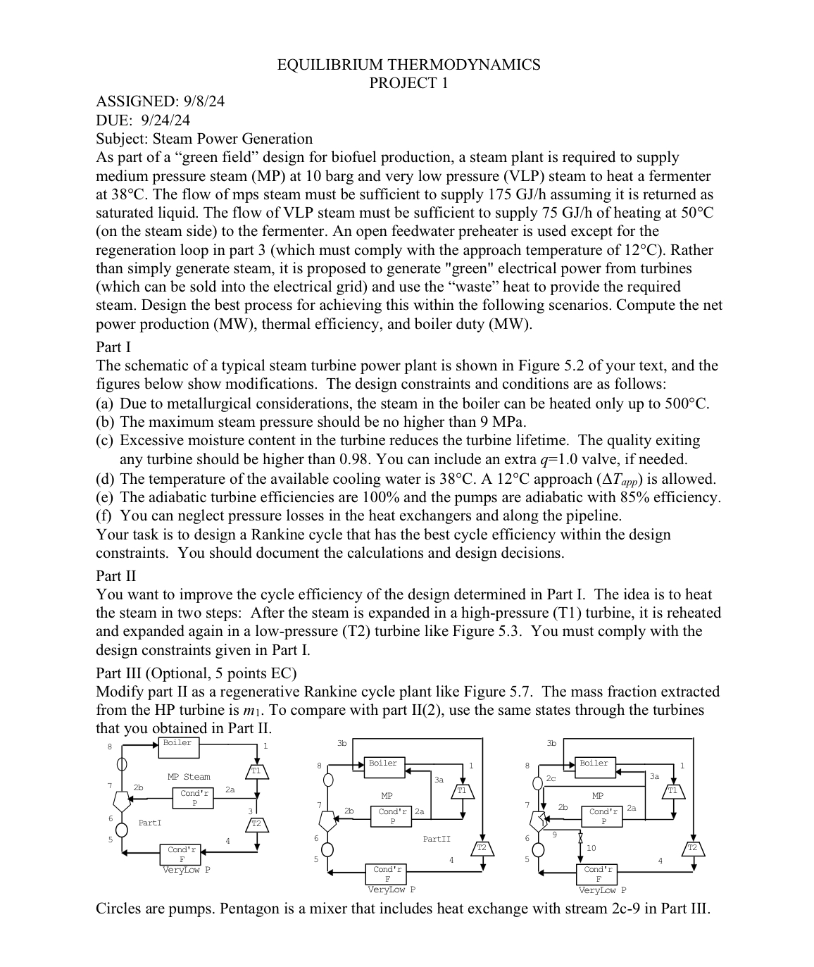 EQUILIBRIUM THERMODYNAMICS PROJECT 1 ASSIGNED: 9