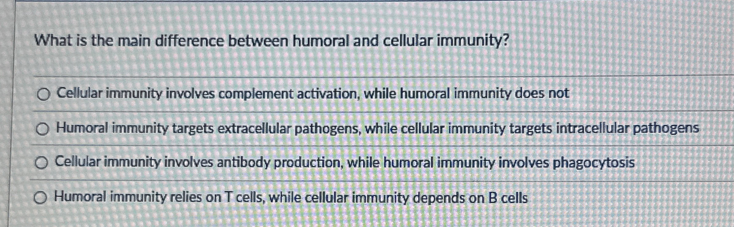 What is the main difference between humoral and