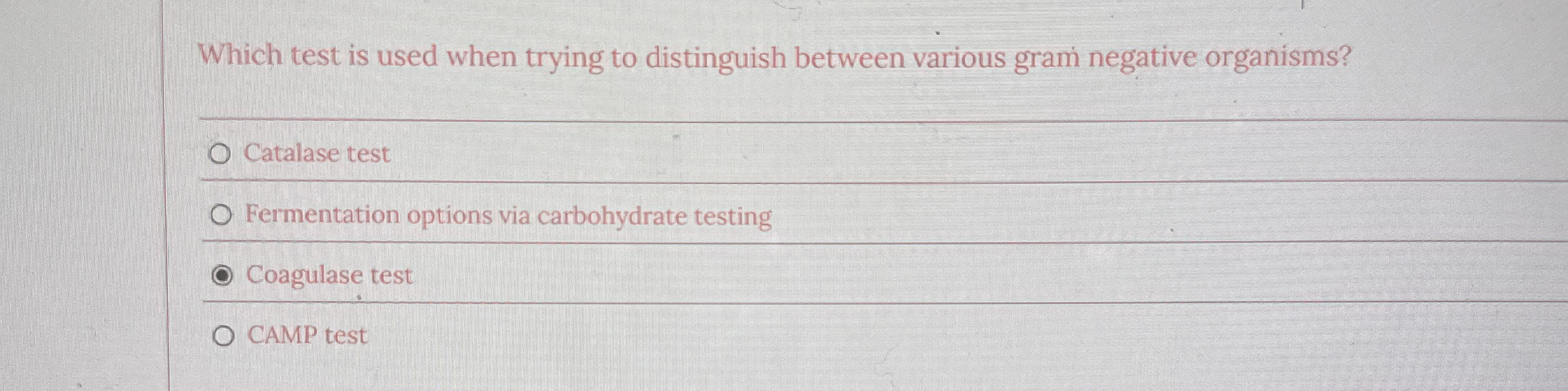 Which test is used when trying to distinguish