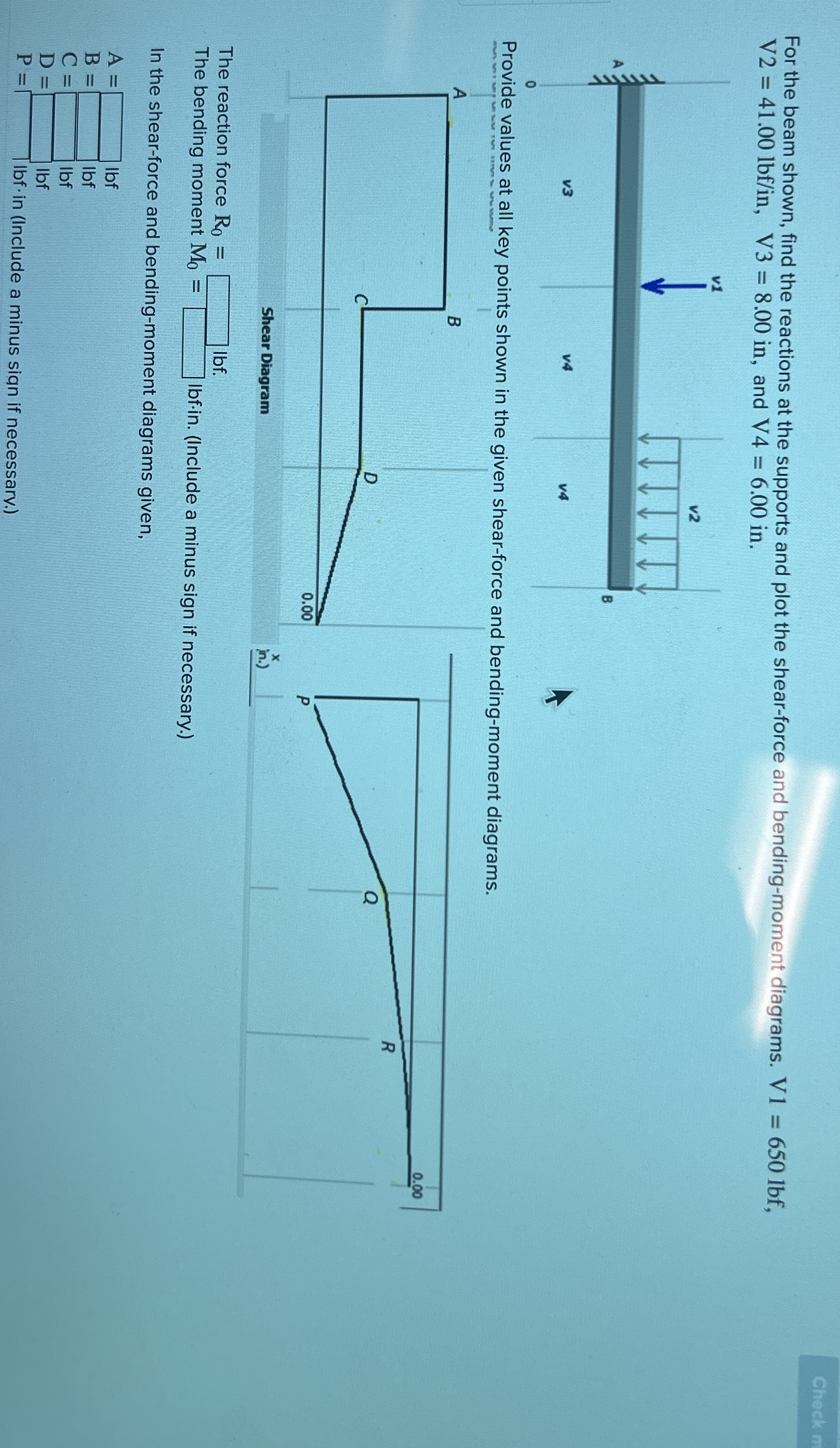 For the beam shown, find the reactions at the