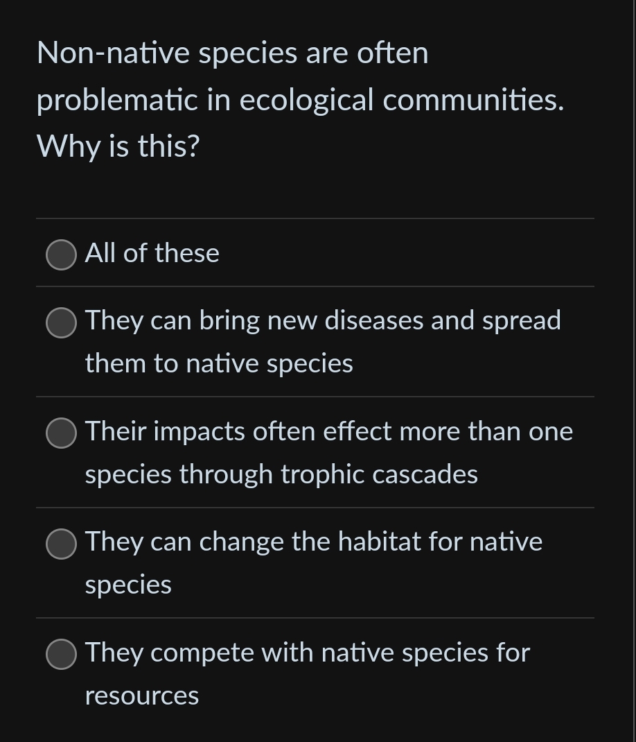 Non - native species are often problematic in