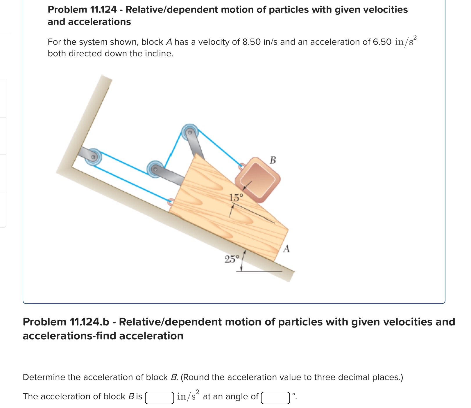 Problem 1 1 . 1 2 4 - Relative / dependent motion