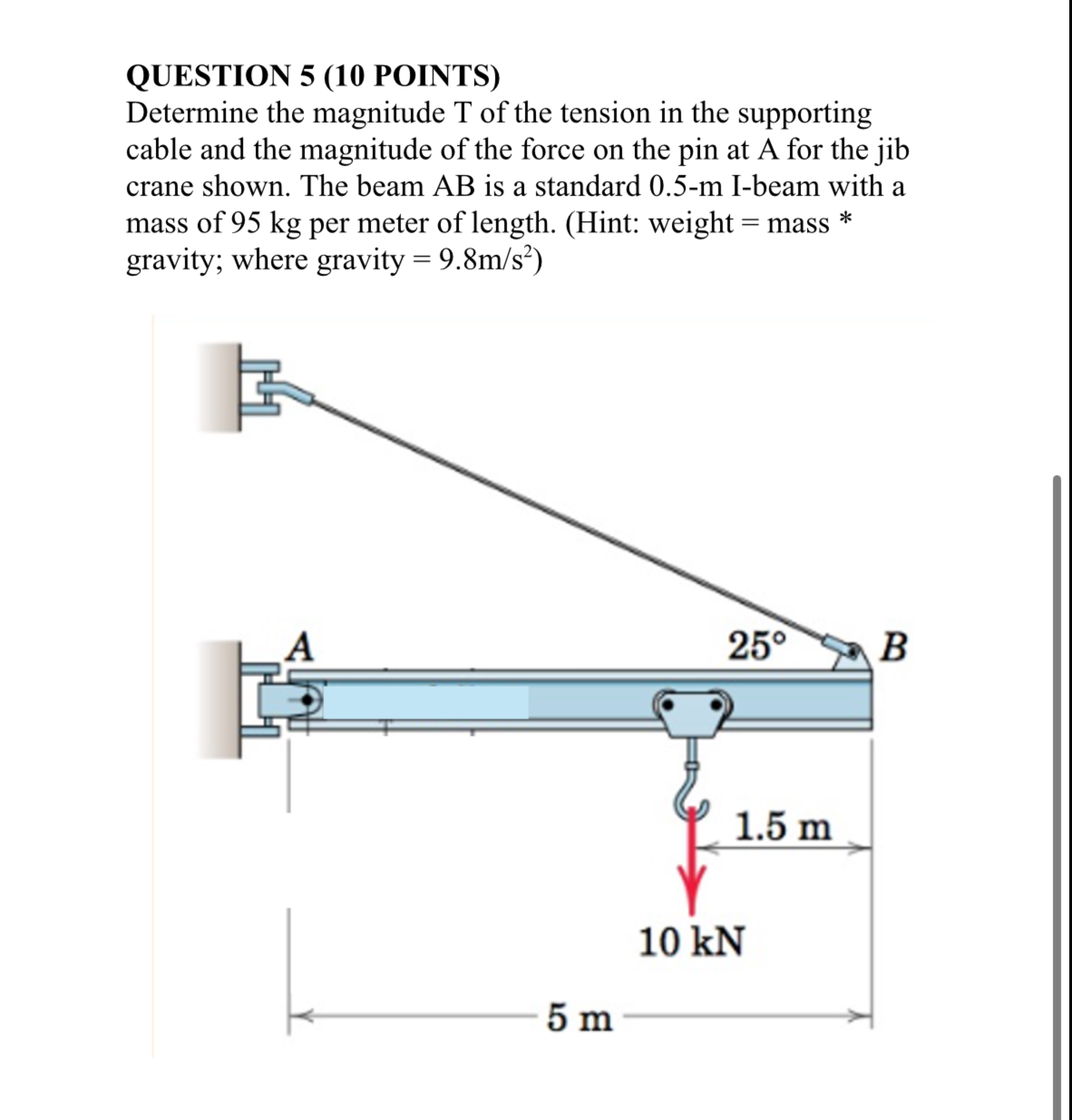 Determine the magnitude T of the tension in the
