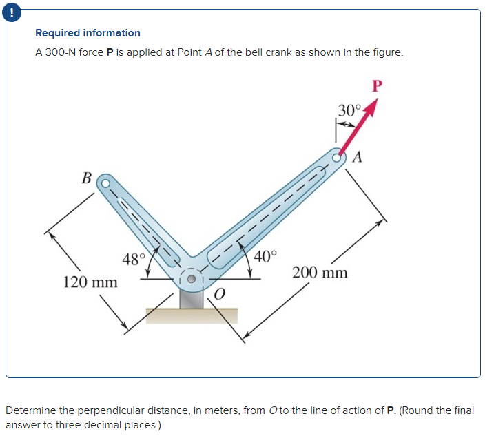 ! Required information A 3 0 0 - N force P is