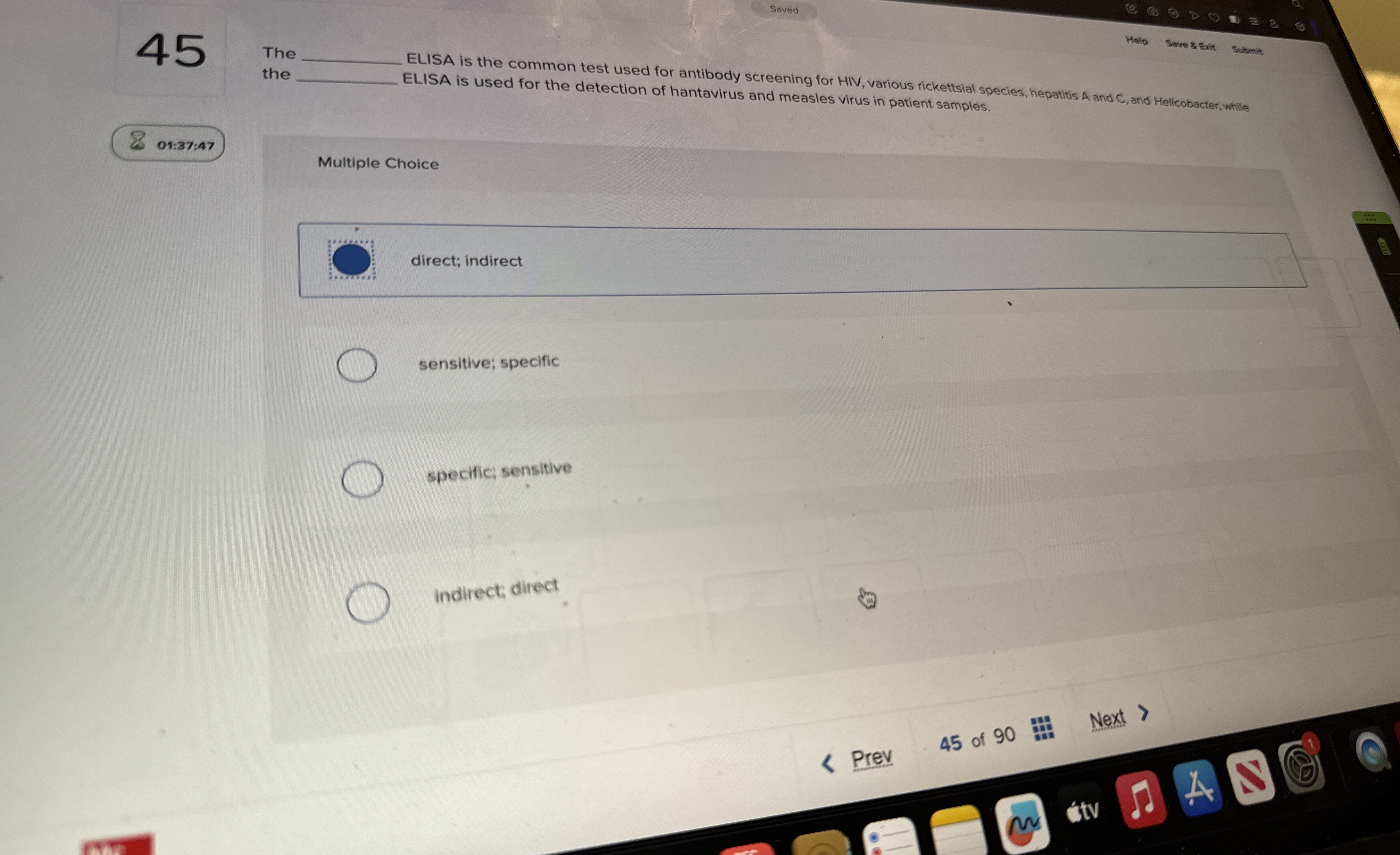 4 5 The Saved Help Save z Exit Subumit the ELISA