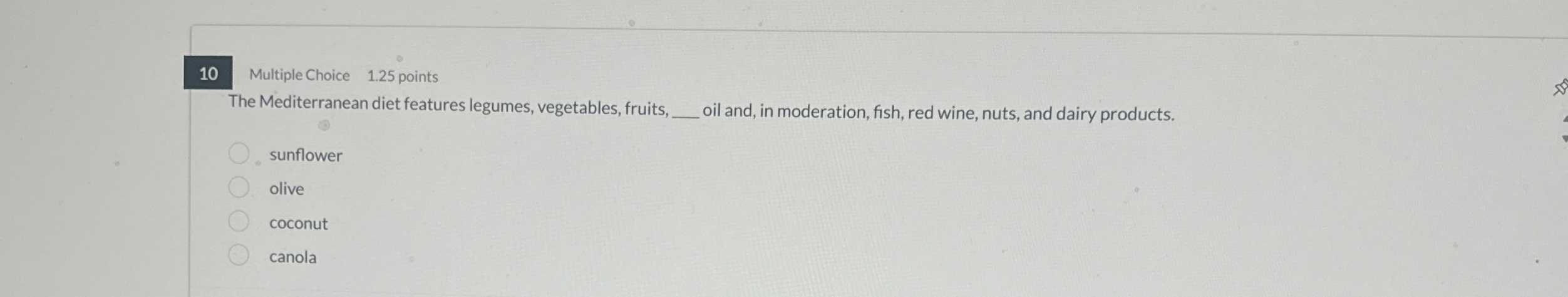 1 0 Multiple Choice 1 . 2 5 points The