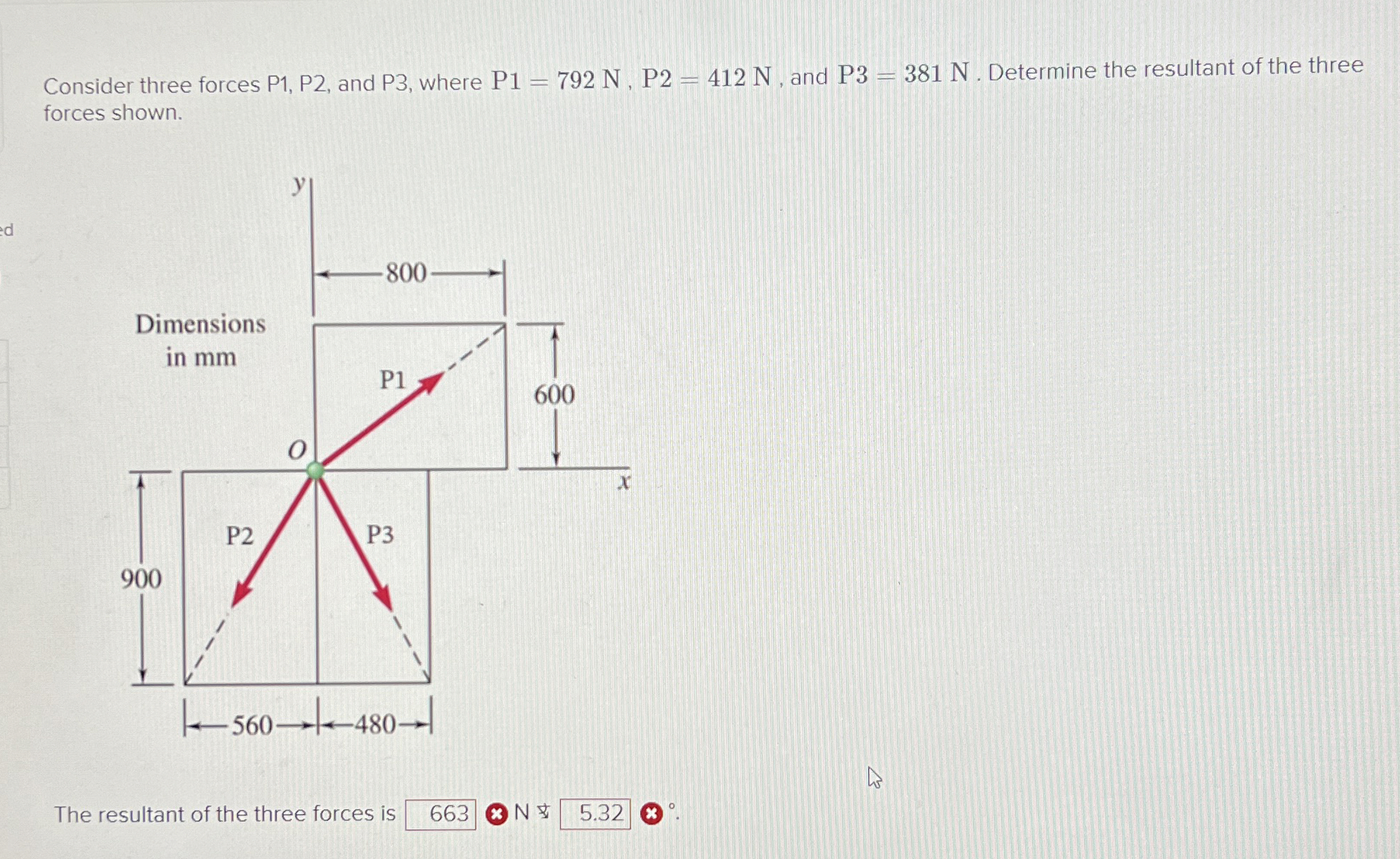 Consider three forces P 1 , P 2 , and P 3 , where