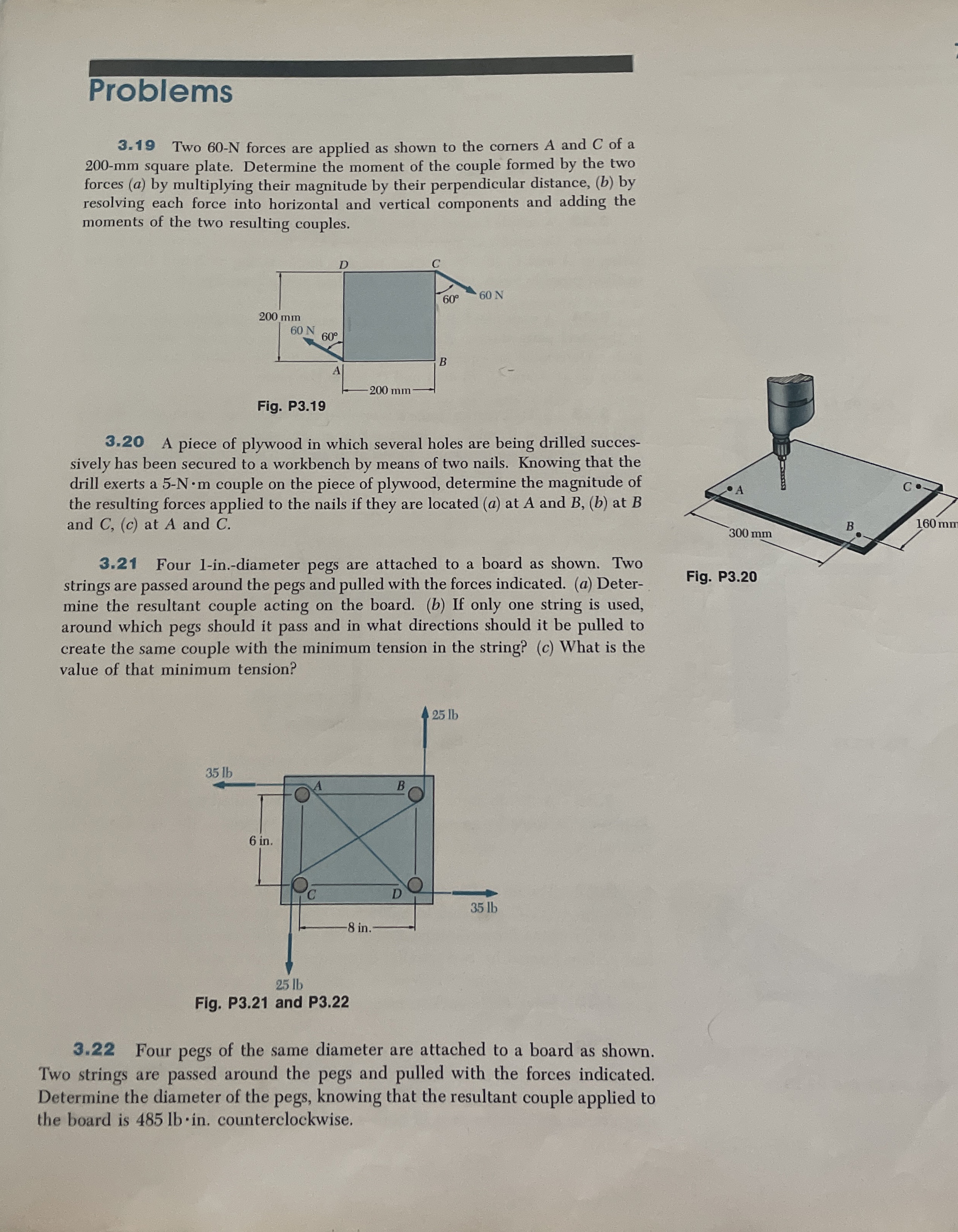 Problems 3 . 1 9 Two 6 0 - N forces are applied