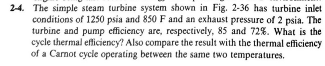 2 - 4 . The simple steam turbine system shown in