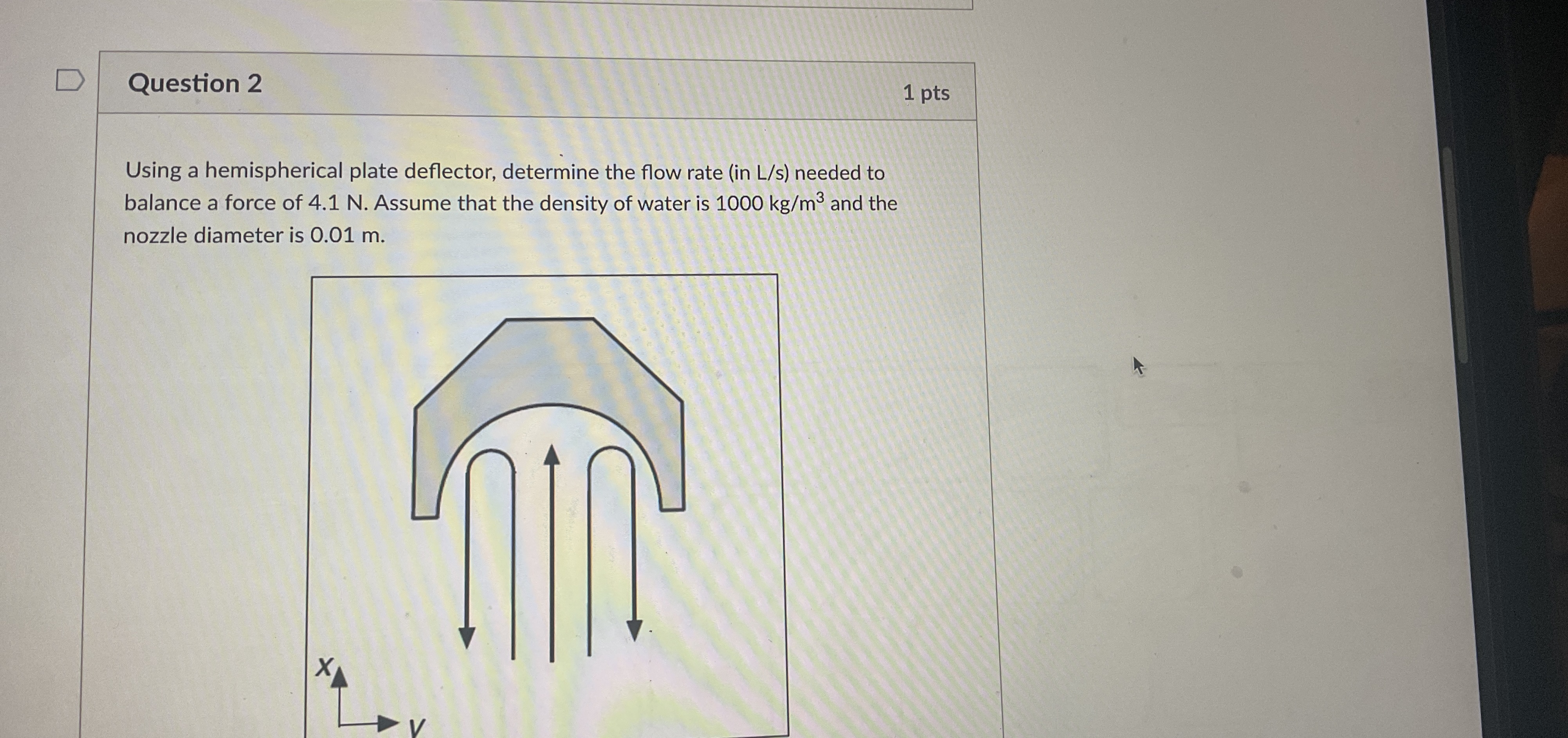 Question 2 1 pts Using a hemispherical plate