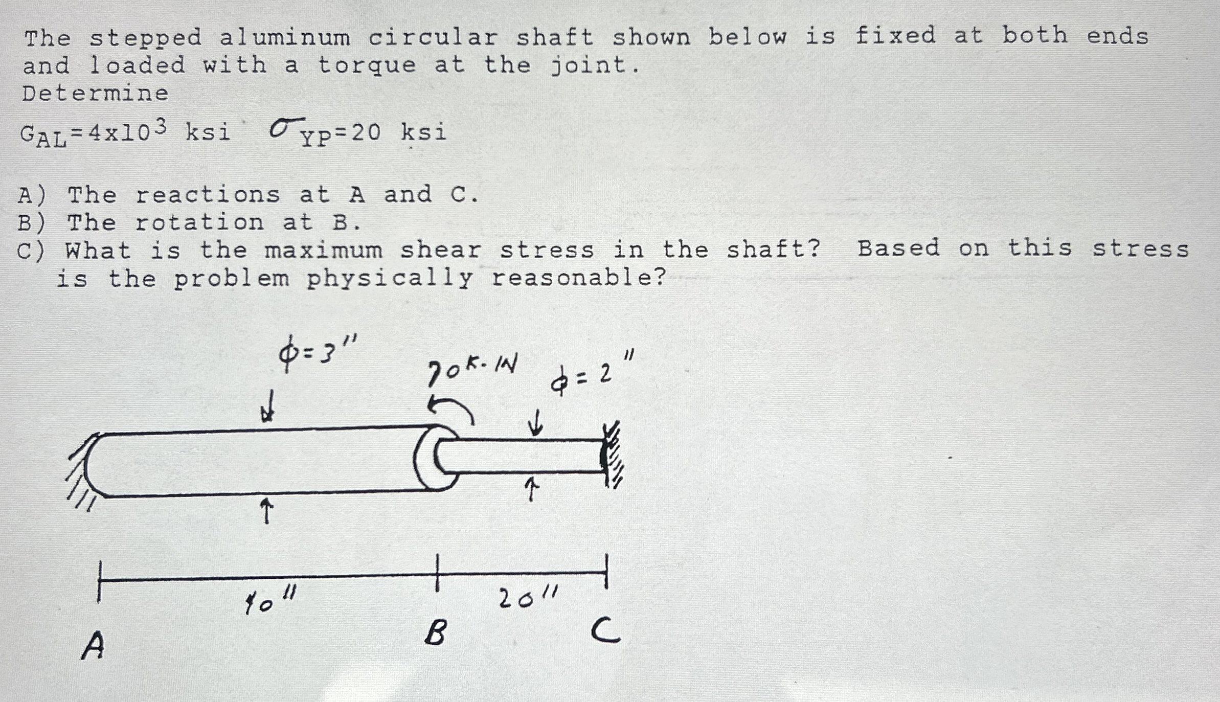 The stepped aluminum circular shaft shown below