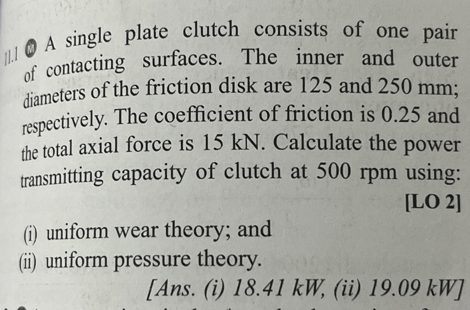 ( 0 ) A single plate clutch consists of one pair