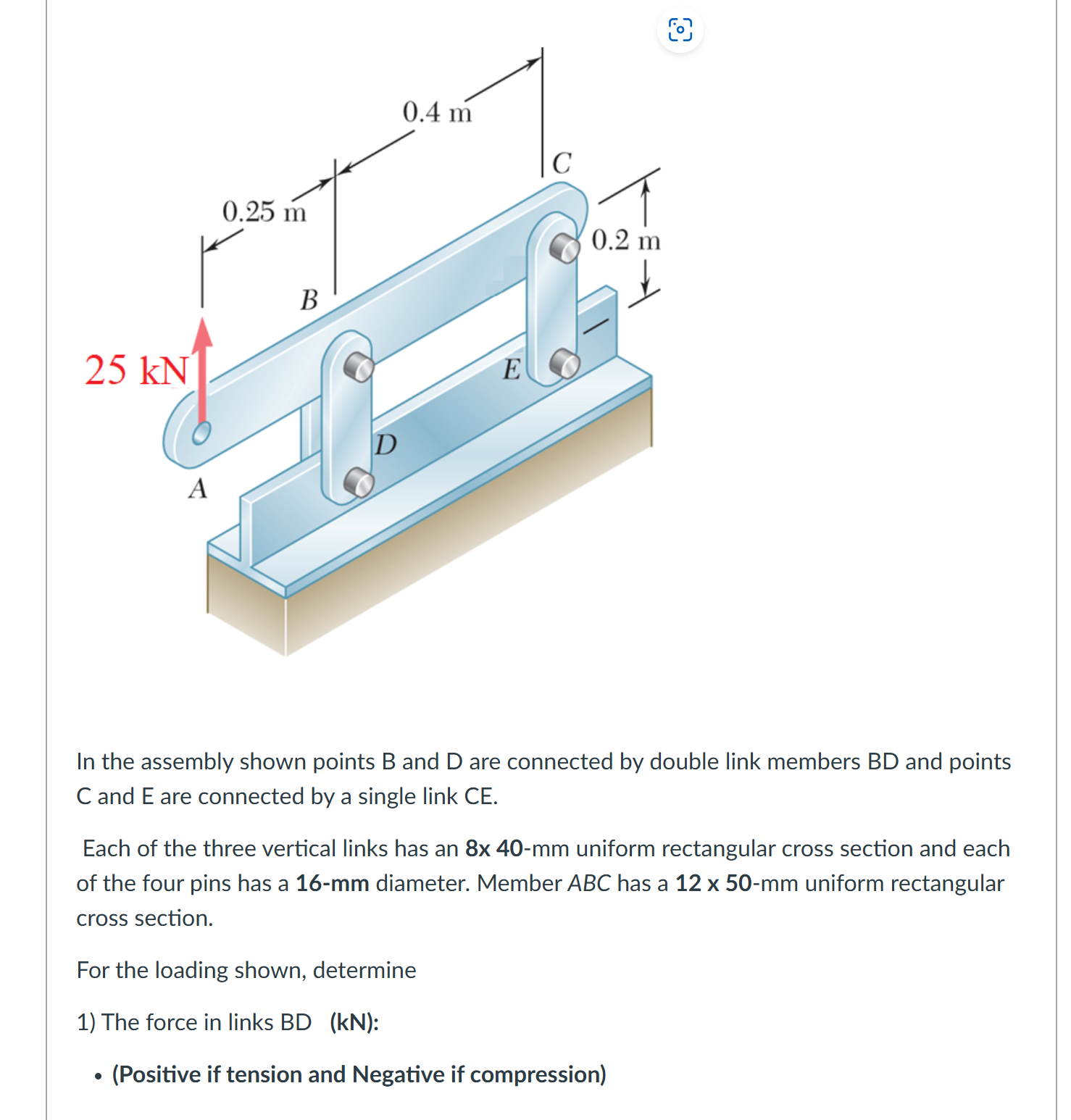 In the assembly shown points B and D are