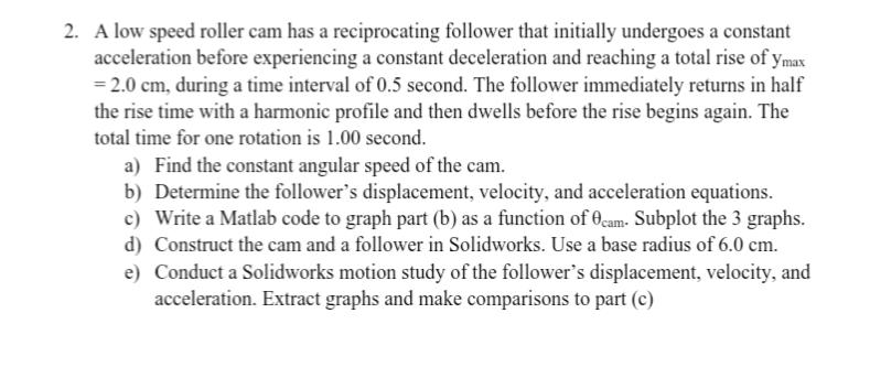 A low speed roller cam has a reciprocating
