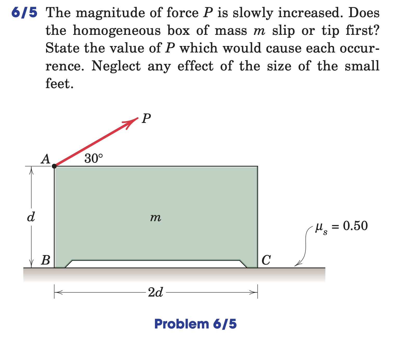 6 / 5 The magnitude of force P is slowly