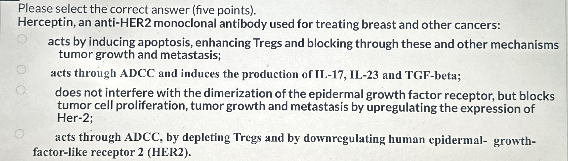 Please select the correct answer ( five points )