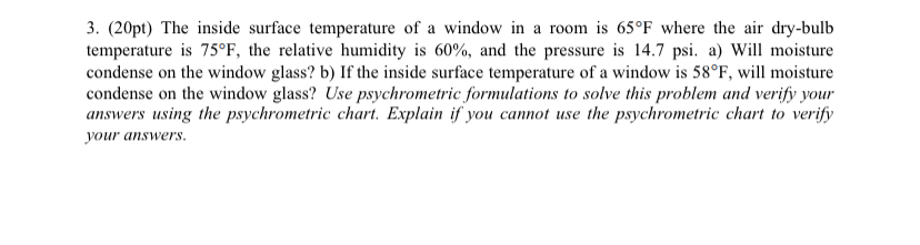 ( 2 0 pt ) The inside surface temperature of a